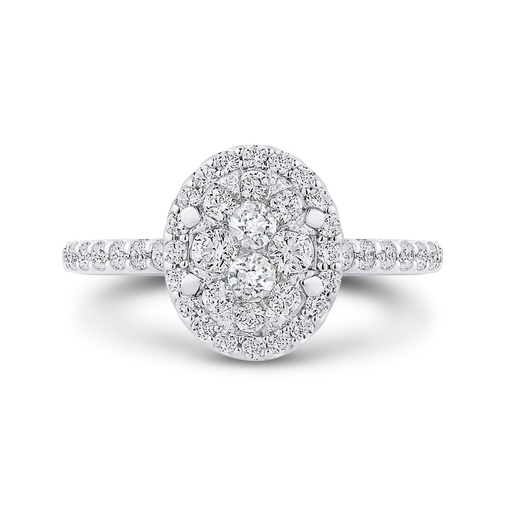 14K Two-Tone Gold Round Diamond Halo Engagement Ring