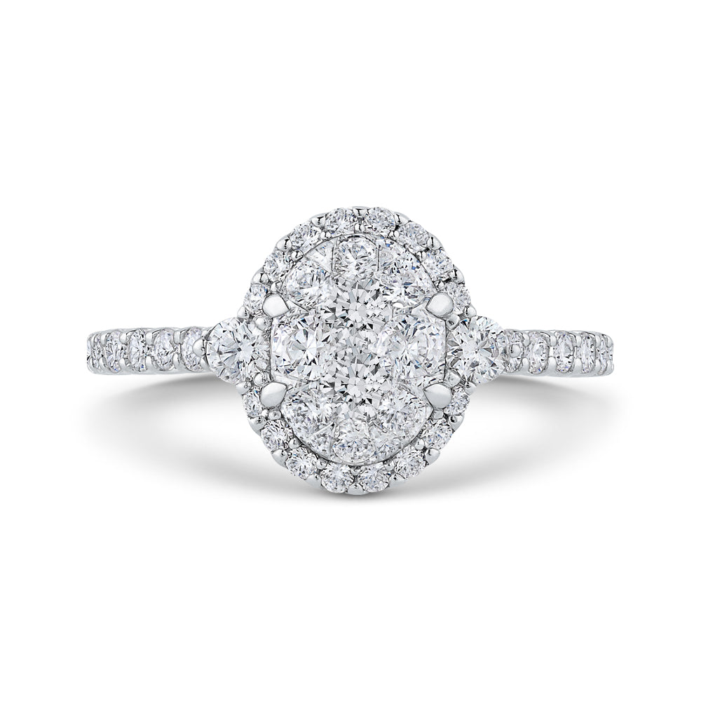 14K White Gold Round Diamond Halo Engagement Ring
