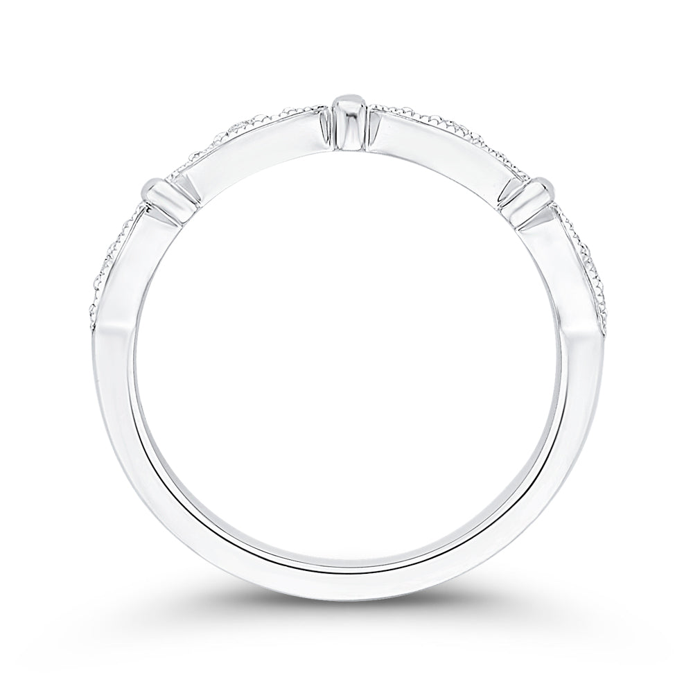 14K White Gold Round Diamond Wedding Band