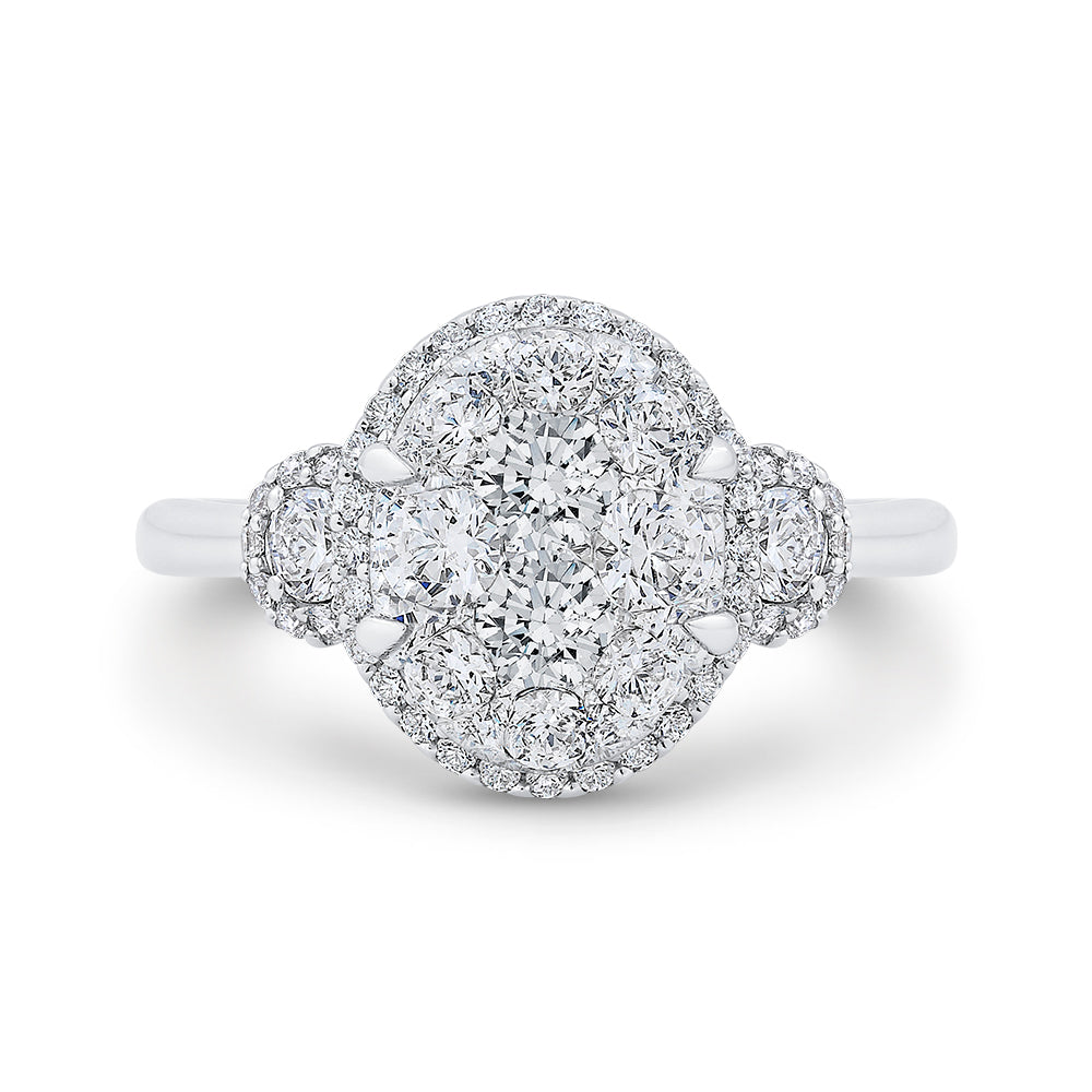 14K White Gold Round Diamond Halo Engagement Ring
