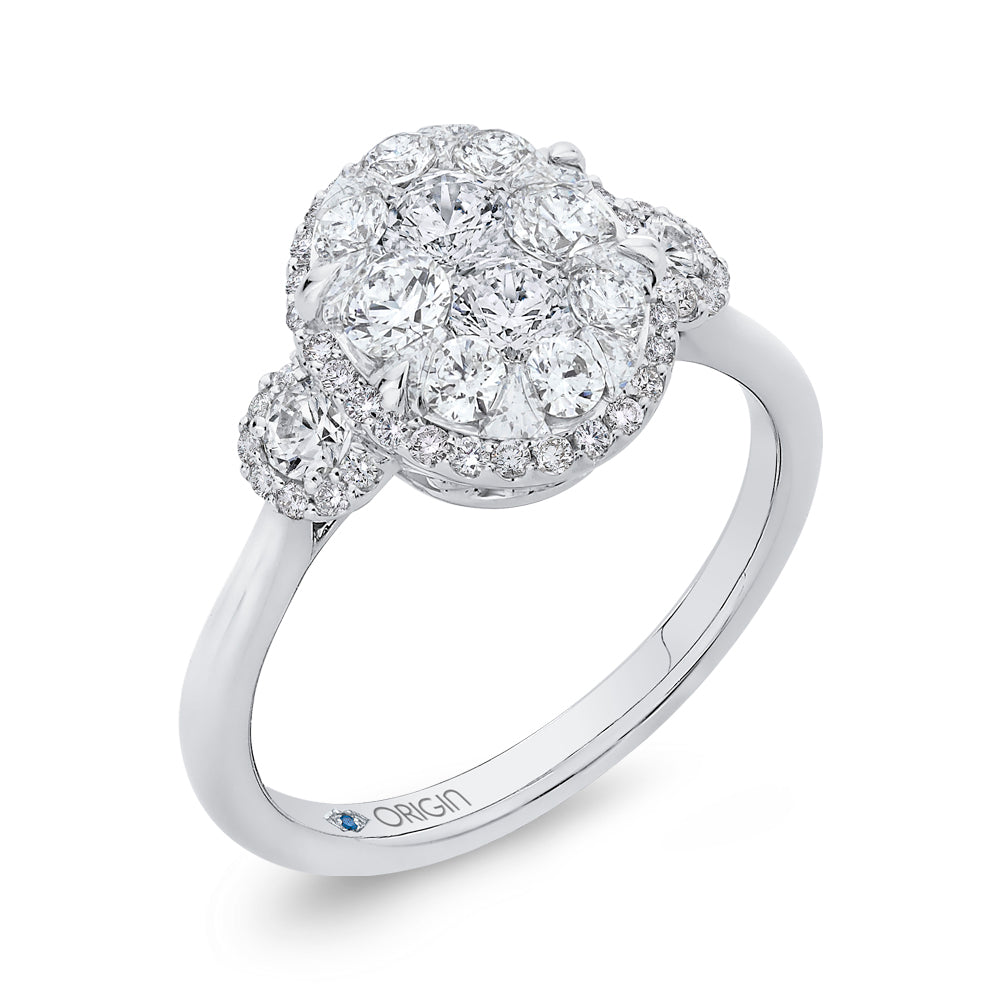 14K White Gold Round Diamond Halo Engagement Ring