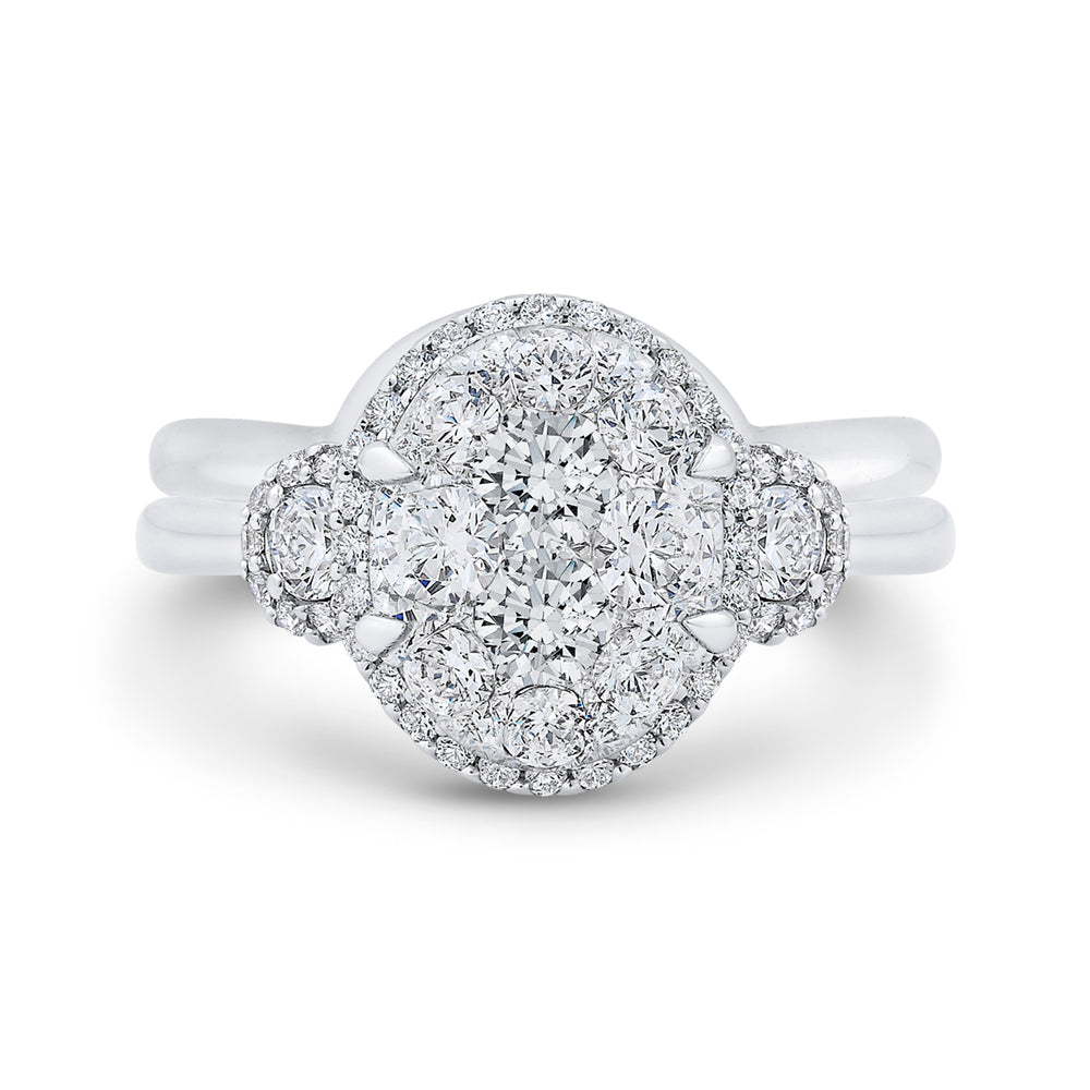 14K White Gold Round Diamond Halo Engagement Ring