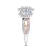 14K Two-Tone Gold Round Diamond Three-Stone Halo Engagement Ring