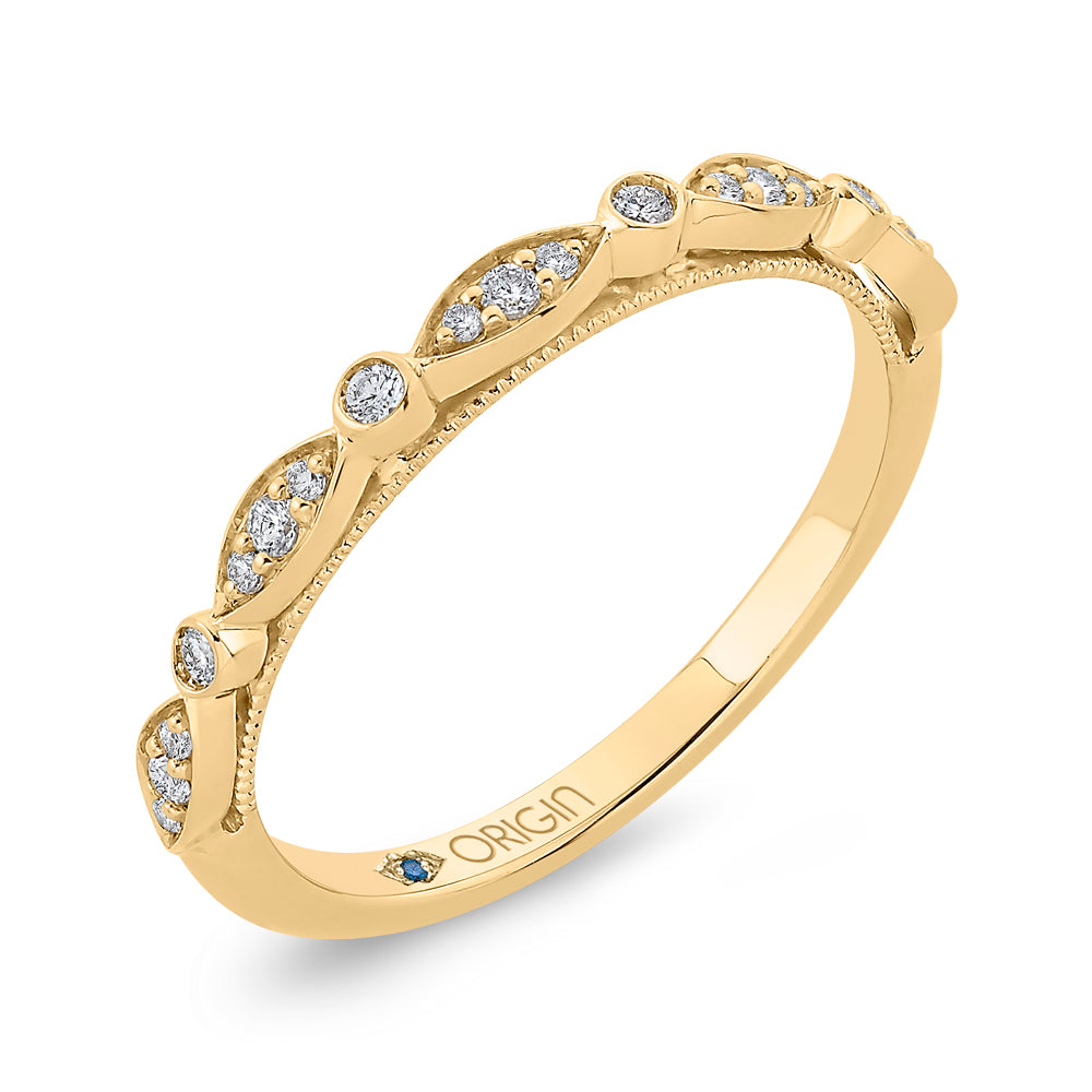 14K Yellow Gold Round Diamond Half-Eternity Wedding Band