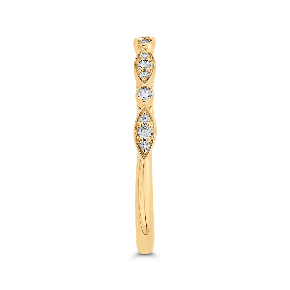 14K Yellow Gold Round Diamond Half-Eternity Wedding Band