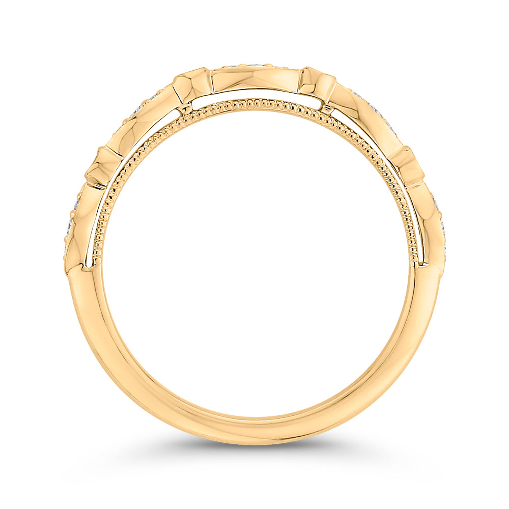 14K Yellow Gold Round Diamond Half-Eternity Wedding Band