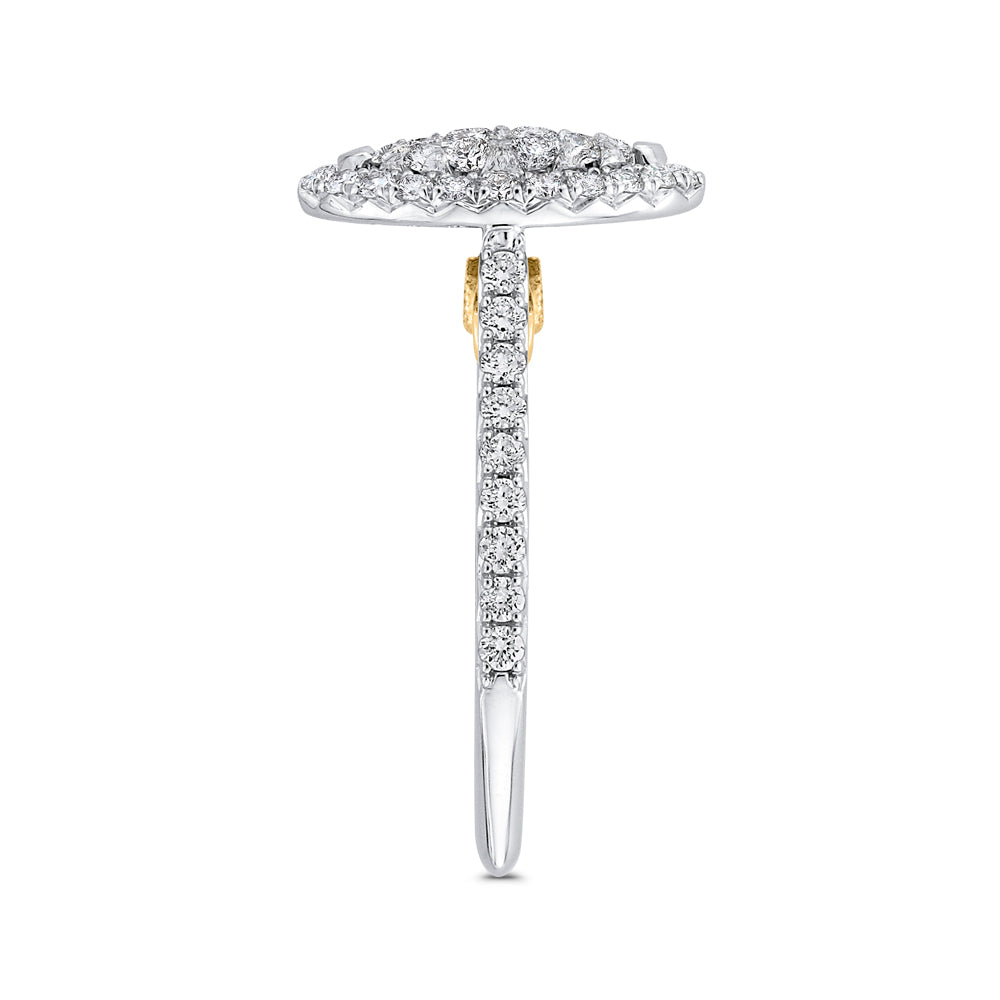 14K Two-Tone Gold Round Diamond Halo Engagement Ring