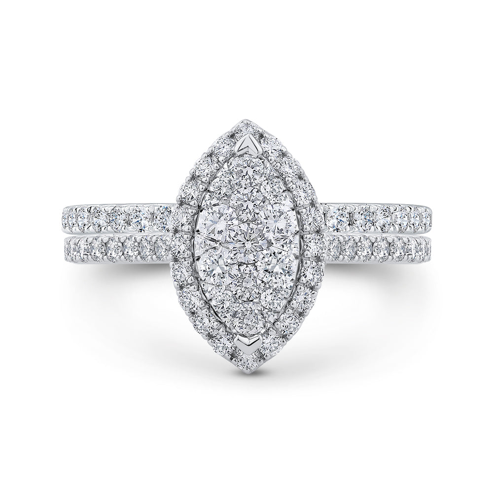 14K Two-Tone Gold Round Diamond Halo Engagement Ring