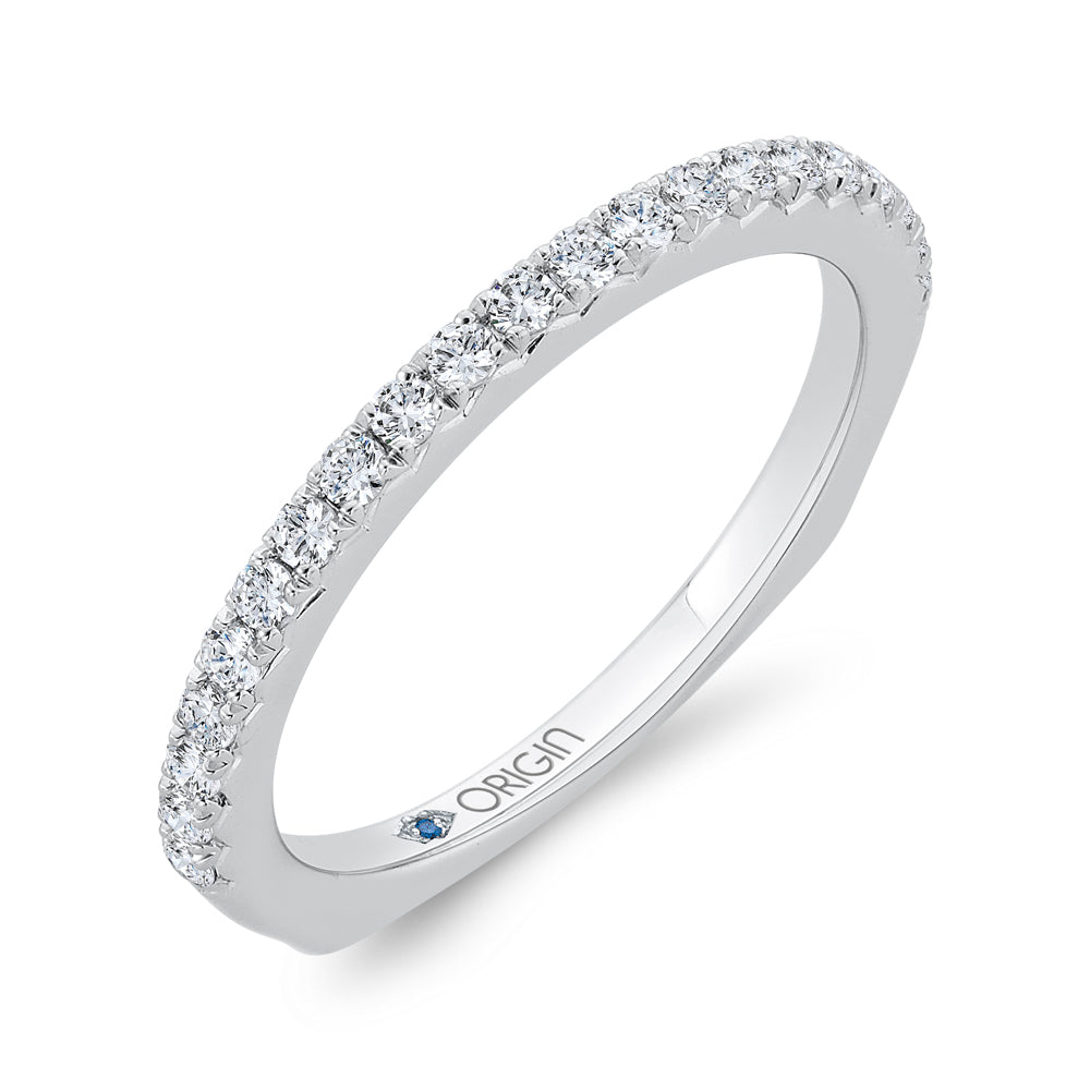 Round Cut Diamond Half-Eternity Wedding Band In 14K White Gold