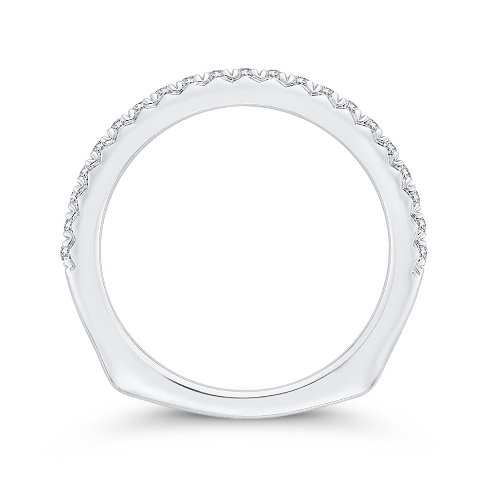 Round Cut Diamond Half-Eternity Wedding Band In 14K White Gold