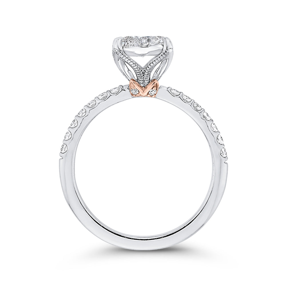 14K Two-Tone Gold Round Diamond Engagement Ring