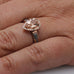 14K Rose Gold Morganite and Moissanite Halo Engagement Ring with Meteorite Inlay
