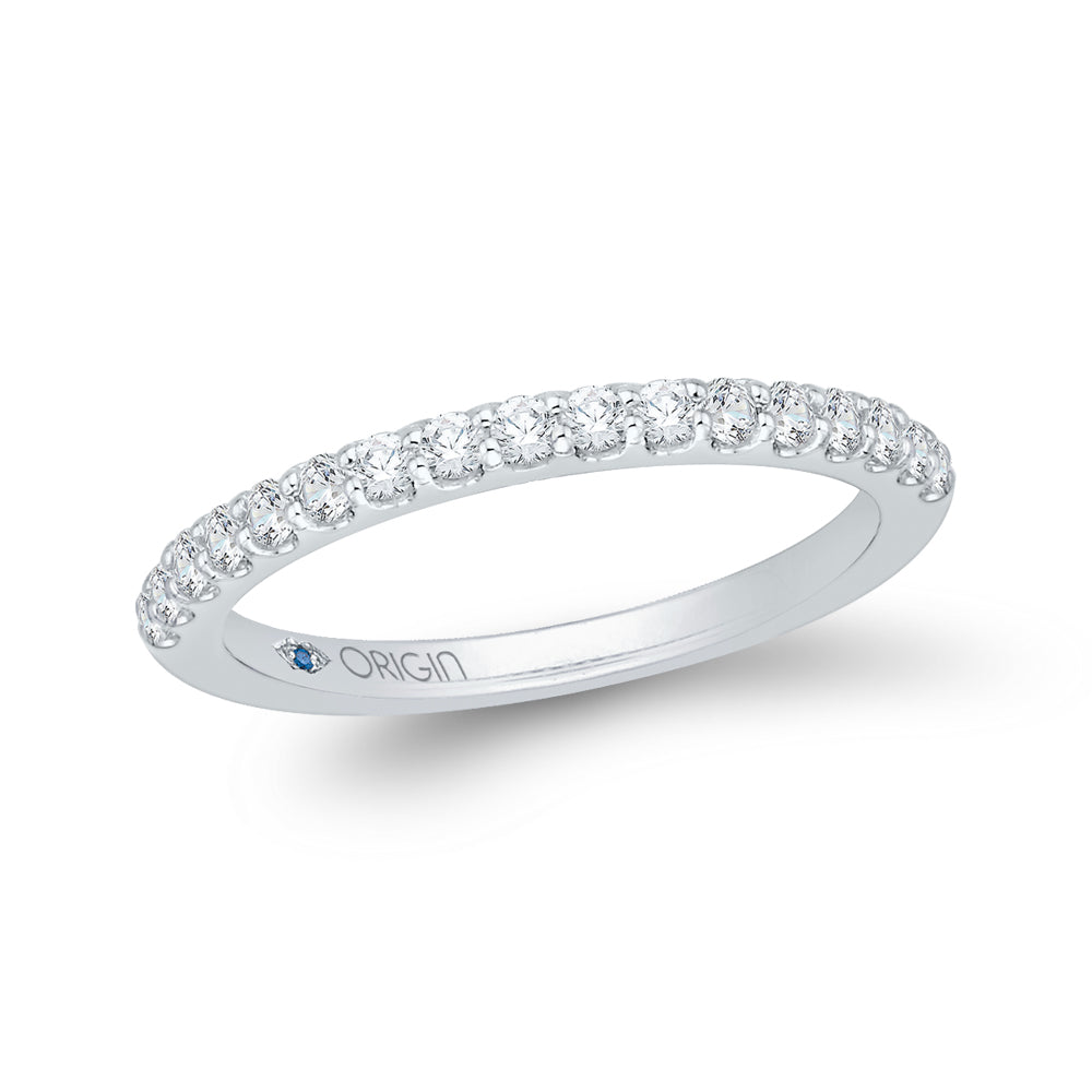 14K White Gold Round Diamond Half-Eternity Wedding Band