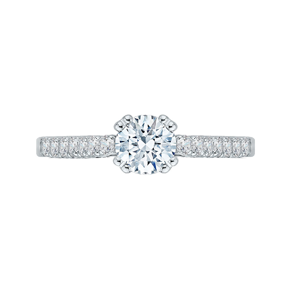 14K White Gold Round Diamond Cathedral Style Engagement Ring
