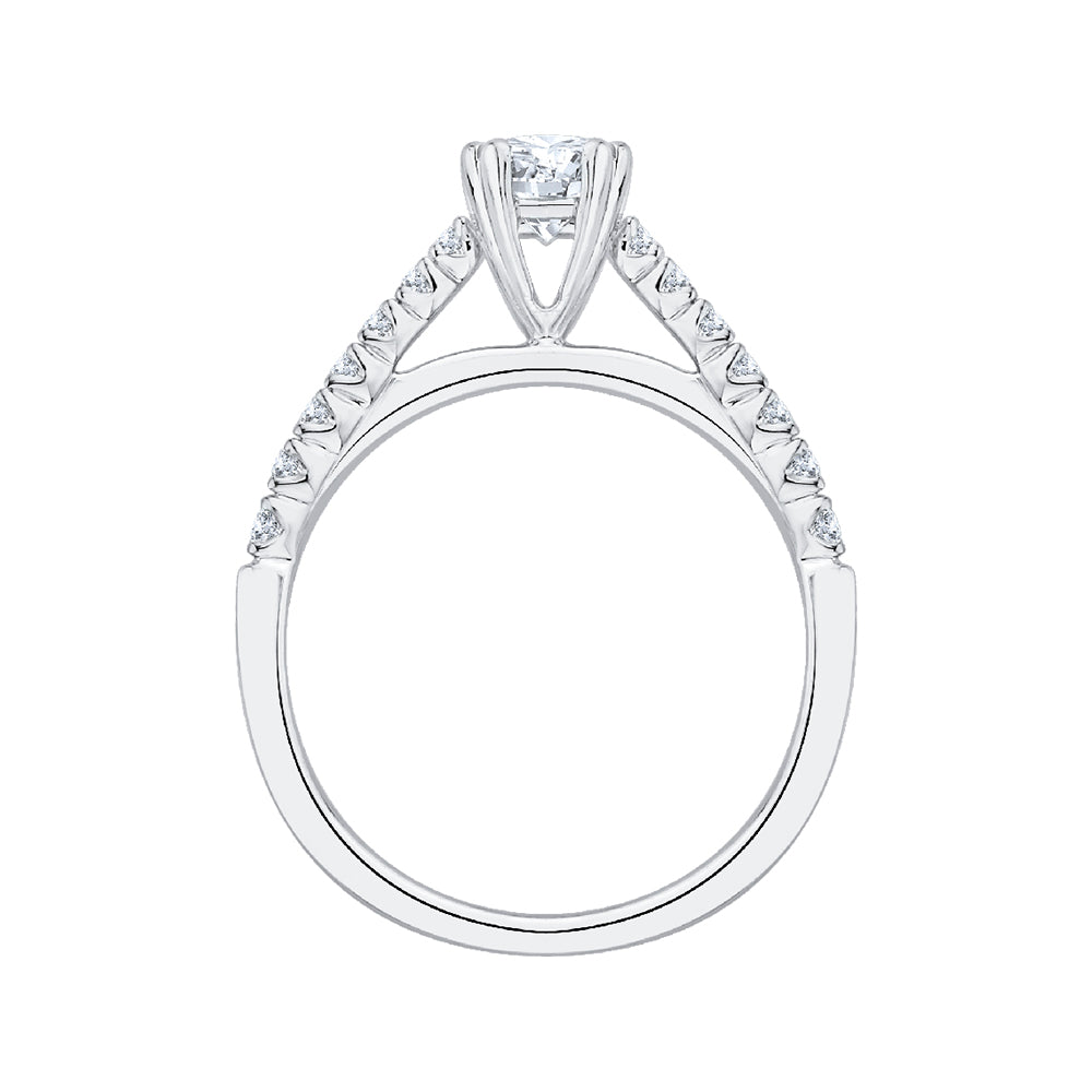 14K White Gold Round Diamond Cathedral Style Engagement Ring