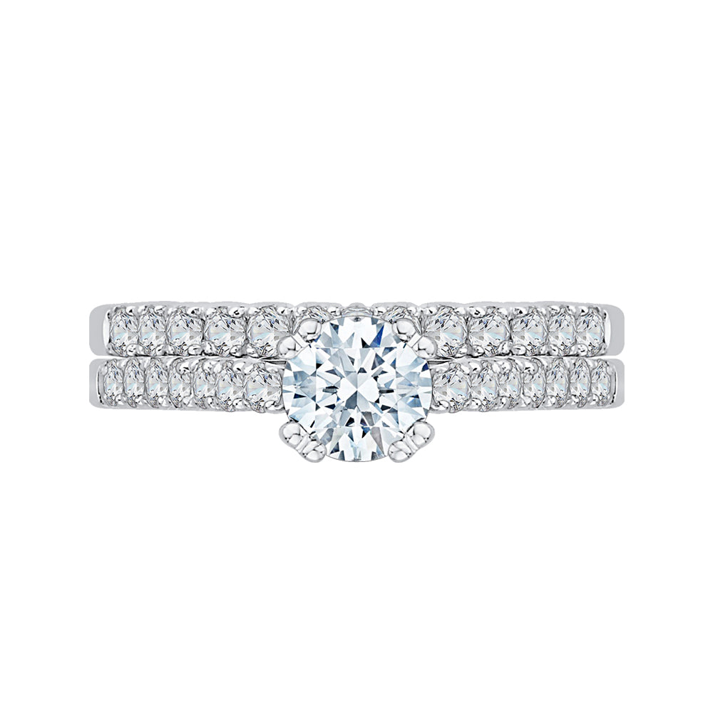 14K White Gold Round Diamond Cathedral Style Engagement Ring