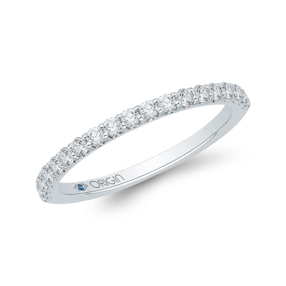 Round Diamond Half-Eternity Wedding Band In 14K White Gold