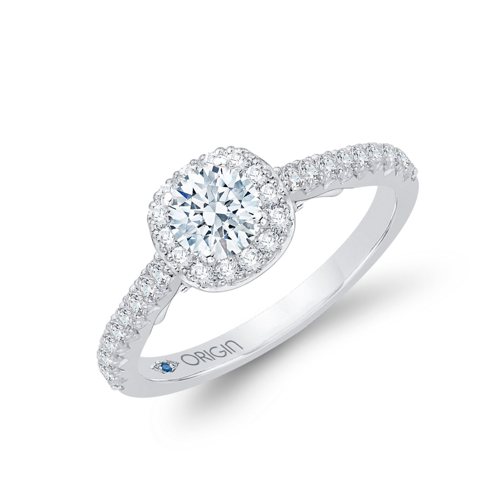 Round Cut Diamond Halo Engagement Ring