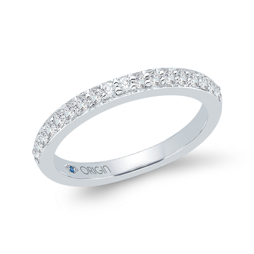 14K White Gold Round Diamond Half-Eternity Wedding Band