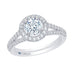 14K White Gold Round Diamond Halo Engagement Ring with Split Shank
