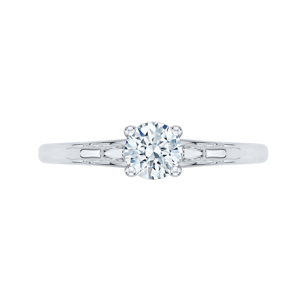 14K White Gold Round Diamond Solitaire Engagement Ring