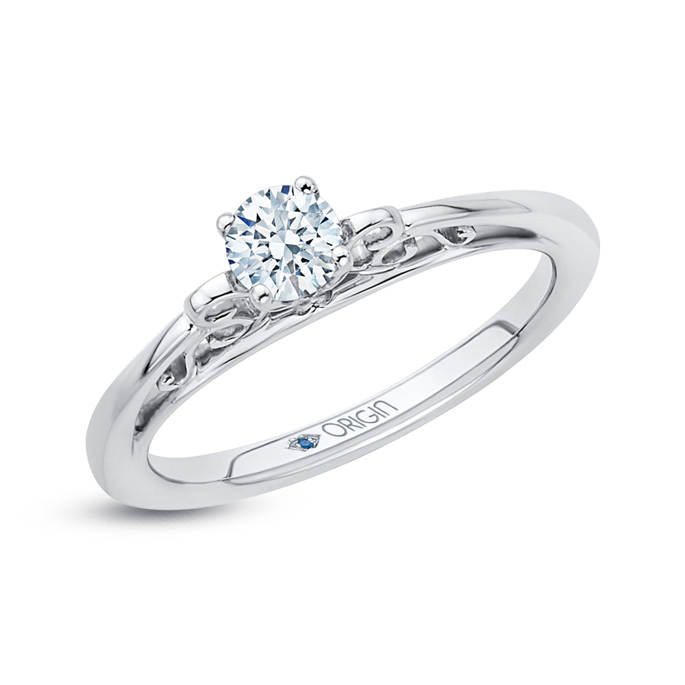 14K White Gold Round Diamond Solitaire Engagement Ring