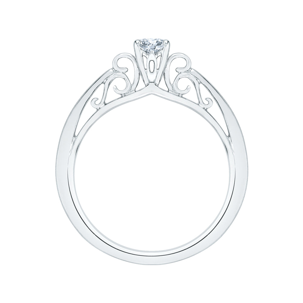 14K White Gold Round Diamond Solitaire Engagement Ring
