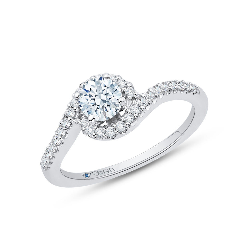 14K White Gold Round Cut Diamond Promise Engagement Ring