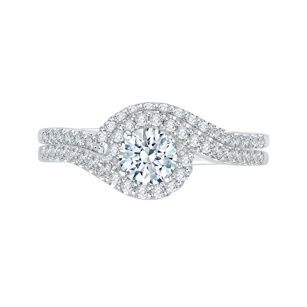 14K White Gold Round Cut Diamond Promise Engagement Ring