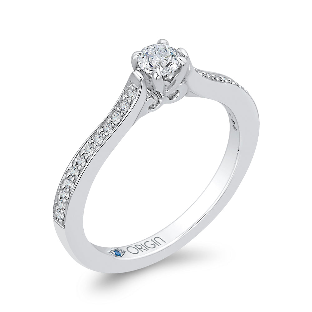 14K White Gold Round Cut Diamond Engagement Ring