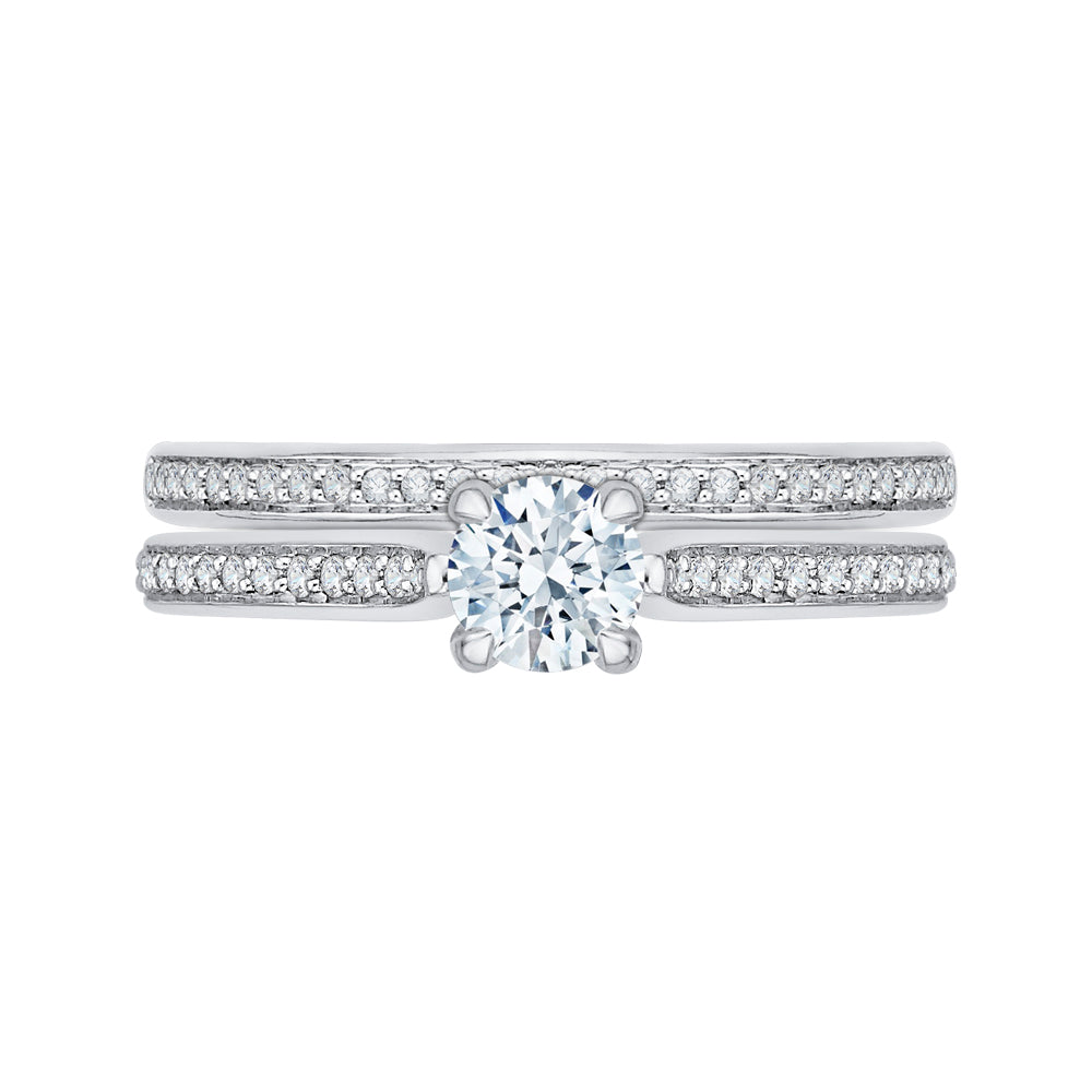 14K White Gold Round Cut Diamond Engagement Ring
