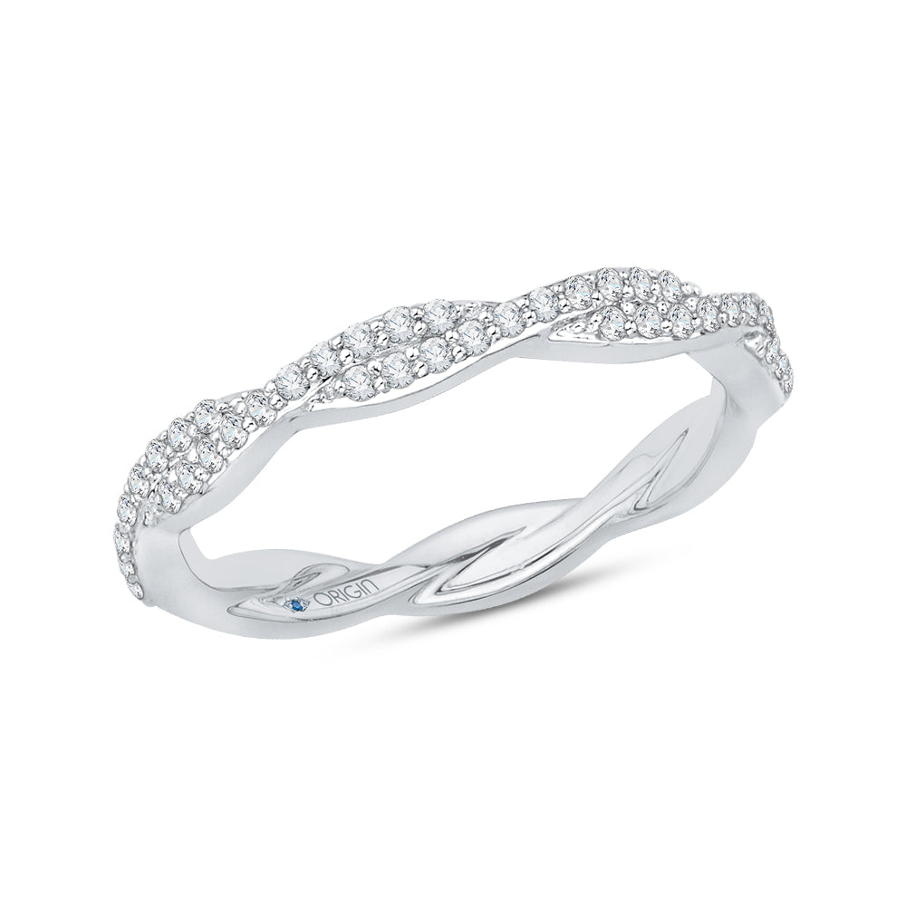 14K White Gold Round Diamond Criss-Cross Wedding Band