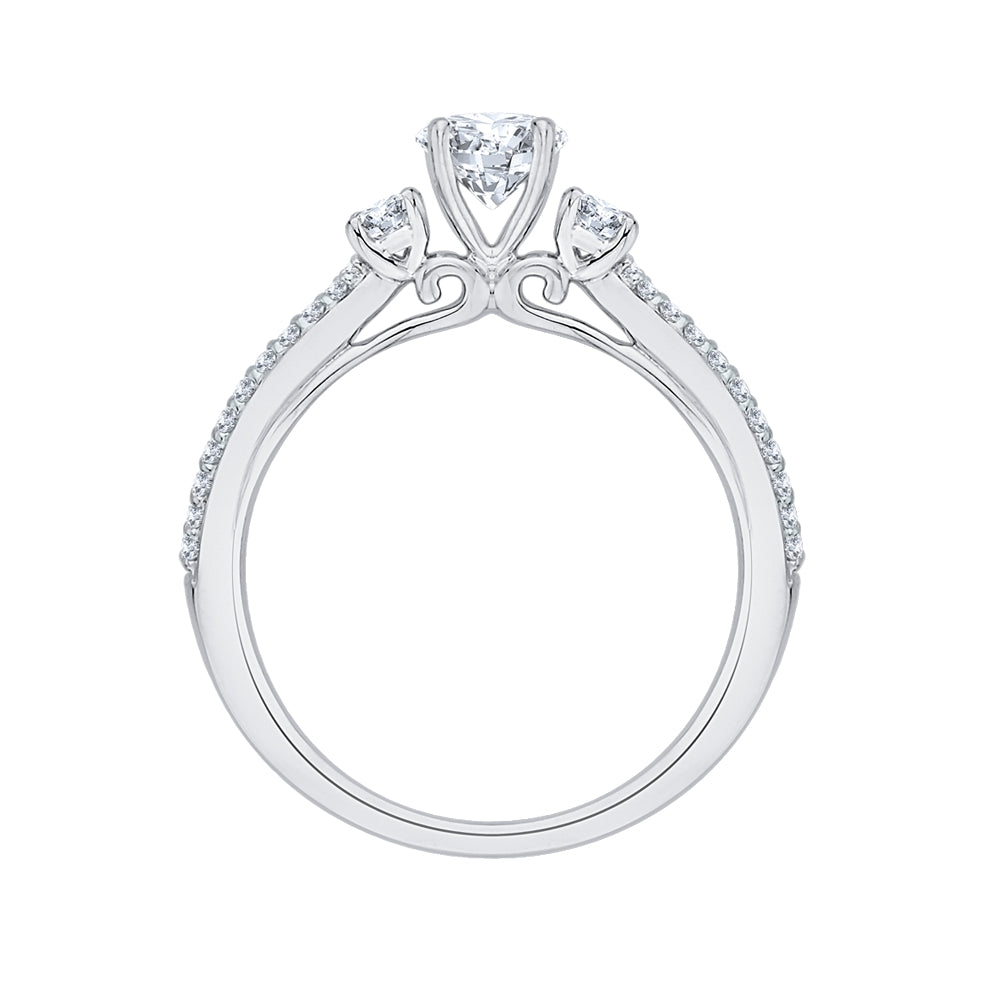 14K White Gold Round Diamond Engagement Ring with Split Shank