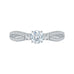 14K White Gold Round Diamond Engagement Ring with Split Shank