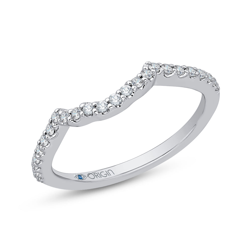 14K White Gold Round Diamond Half-Eternity Wedding Band