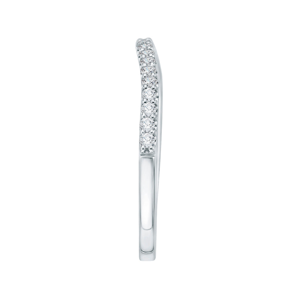 Round Diamond Half-Eternity Wedding Band In 14K White Gold