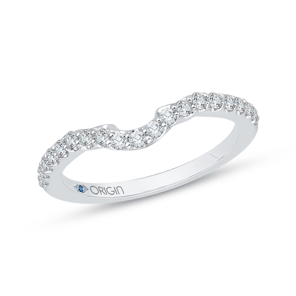 14K White Gold Round Diamond Half-Eternity Wedding Band