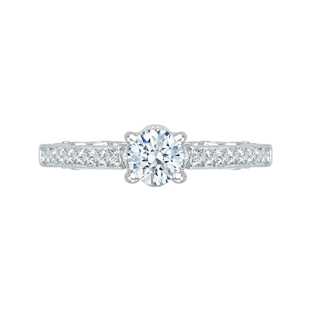 Round Diamond Engagement Ring In 14K White Gold