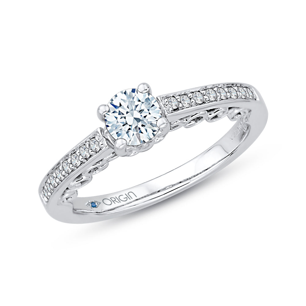 Round Diamond Engagement Ring In 14K White Gold