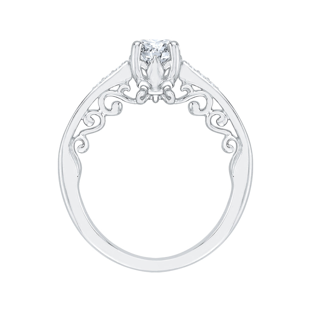 Round Diamond Engagement Ring In 14K White Gold