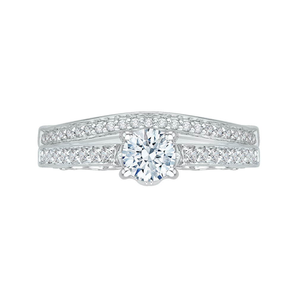 Round Diamond Engagement Ring In 14K White Gold