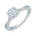14K White Gold Round Diamond Halo Engagement Ring with Split Shank