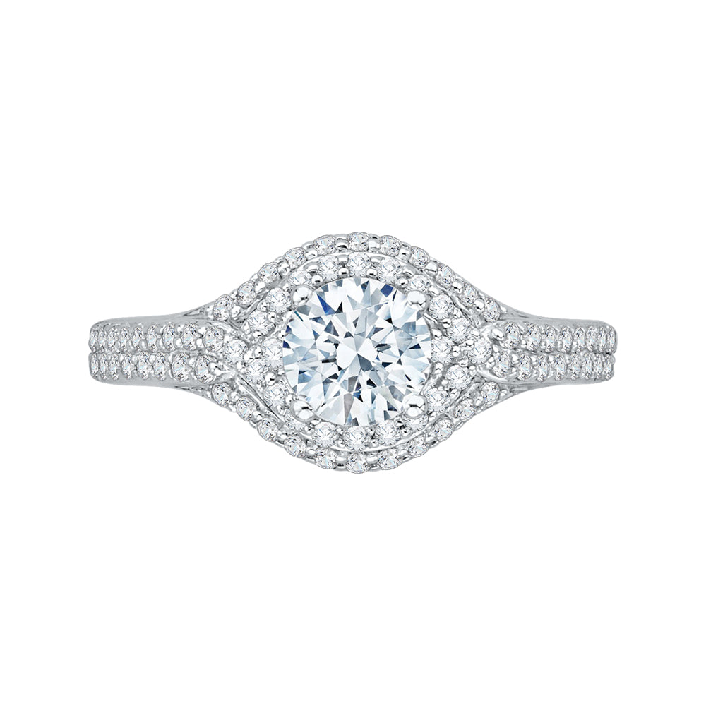 Round Diamond Engagement Ring In 14K White Gold