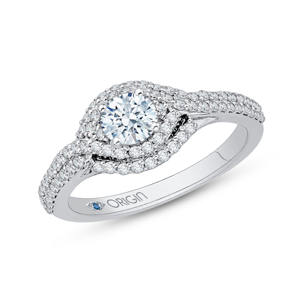 Round Diamond Engagement Ring In 14K White Gold