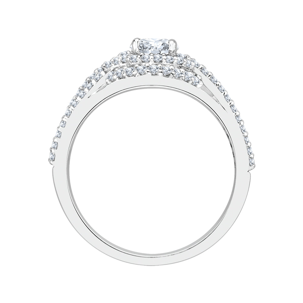 Round Diamond Engagement Ring In 14K White Gold