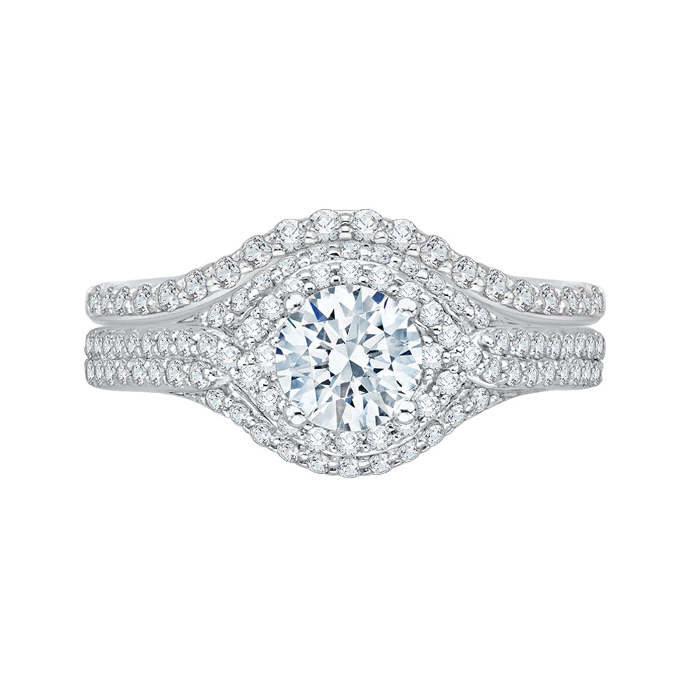 Round Diamond Engagement Ring In 14K White Gold