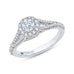 14K White Gold Round Diamond Halo Engagement Ring with Split Shank