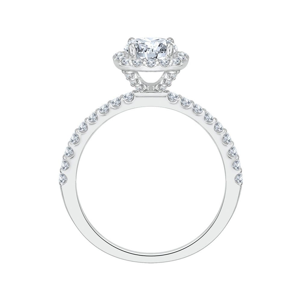 14K White Gold Round Diamond Halo Engagement Ring