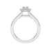 14K White Gold Split Shank Round Diamond Halo Engagement Ring