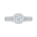 14K White Gold Split Shank Round Diamond Halo Engagement Ring